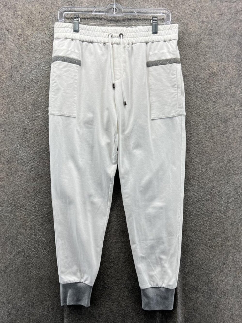 Brunello Cucinelli Sweatpants Womens Small White Stretch Jogger Pants Italy